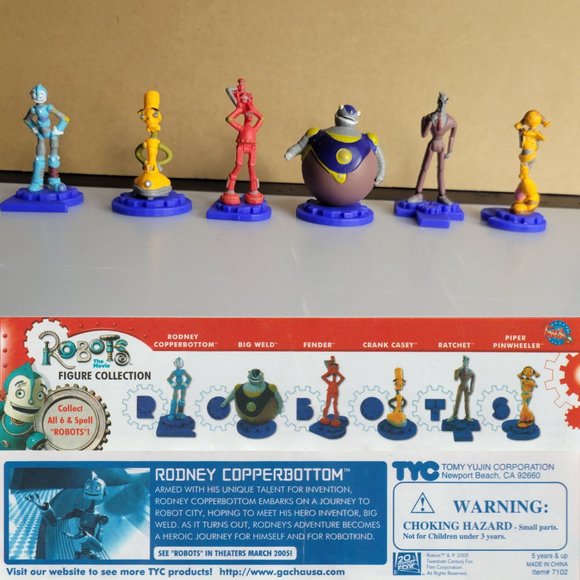 Robots The Movie 2005 Complete set of 6 Vending Machine Toys Tomy Yujin Gacha - Picture 3 of 16